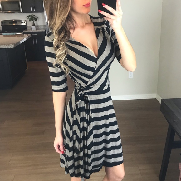 Dresses & Skirts - Bailey 44 Striped Wrap Fit & Flare Dress Medium
